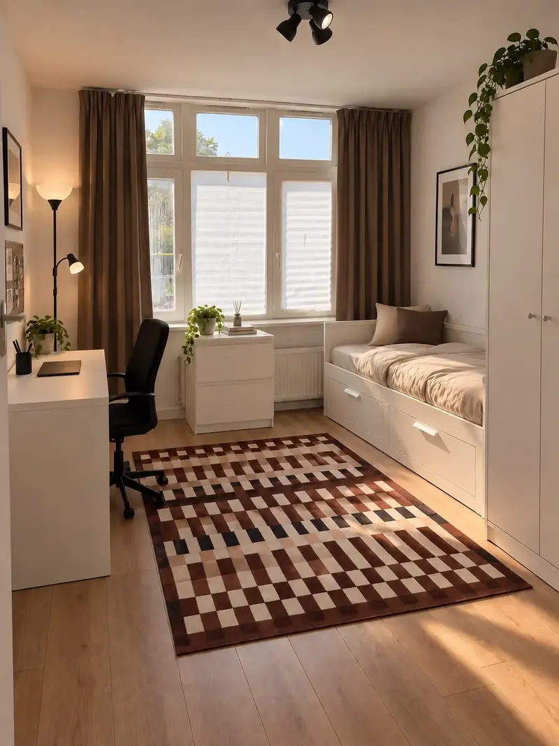 Lichte, ingerichte slaapkamer in de woonvoorziening